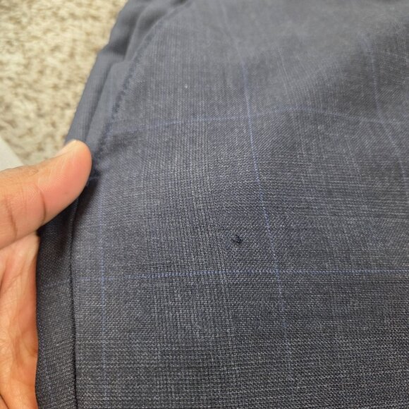 Lauren Ralph Lauren Dress Pants Mens 34x32 Blue Poly Blend Plaid Trousers Flaw* - Picture 5 of 7